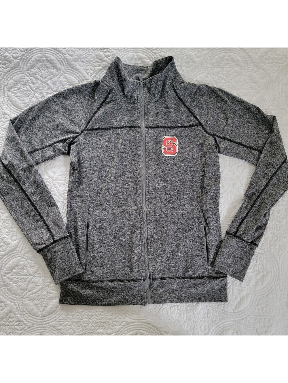 Full Zip North Carolina State Pullover Gray Small